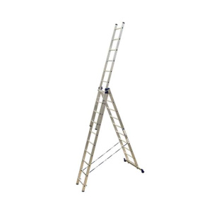 Лестница-стремянка трехсекционная Alumet HS3 6314 алюминиевая 3 x 14 ступеней 4,85 - 11,01 м 25178